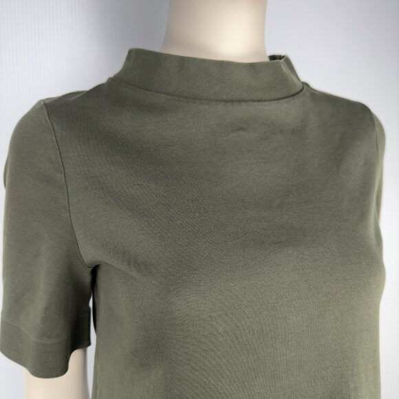 COS Short Sleeves T-Shirt Khaki Green Cotton Mini Dress Size XS - Picture 2 of 7